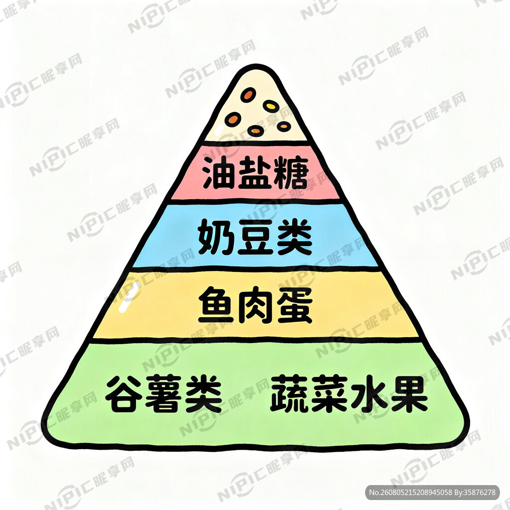 膳食金字塔手绘临摹图