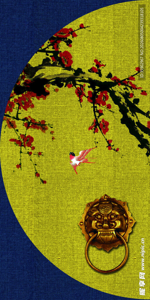中国风中式梅花花鸟背景素材