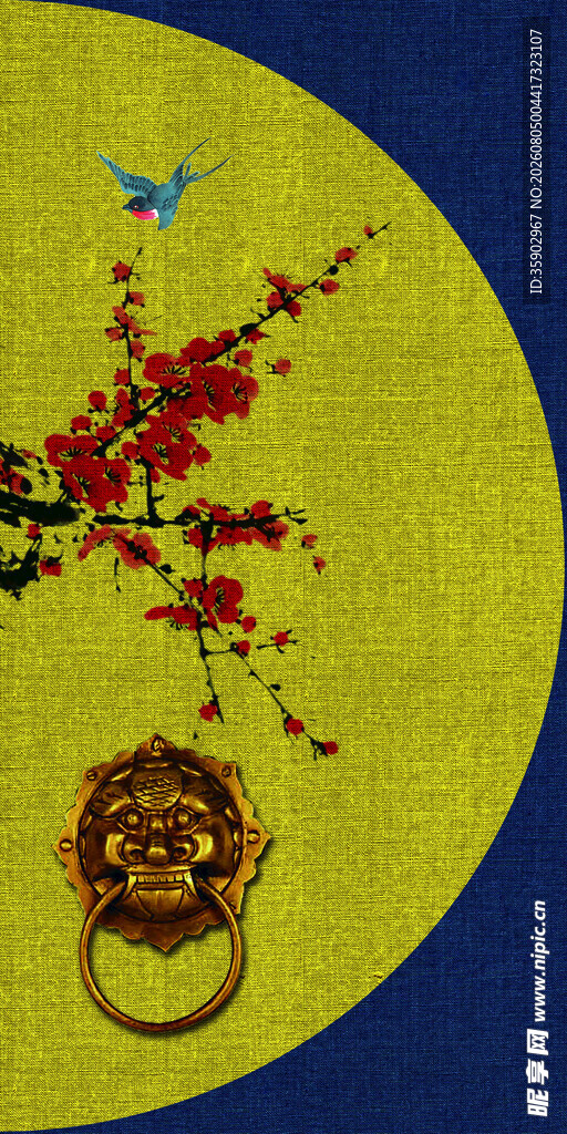 中国风中式梅花花鸟背景素材
