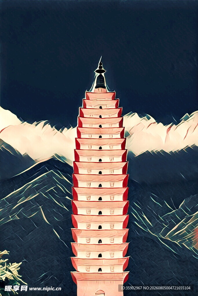 古色古香的多层宝塔景观