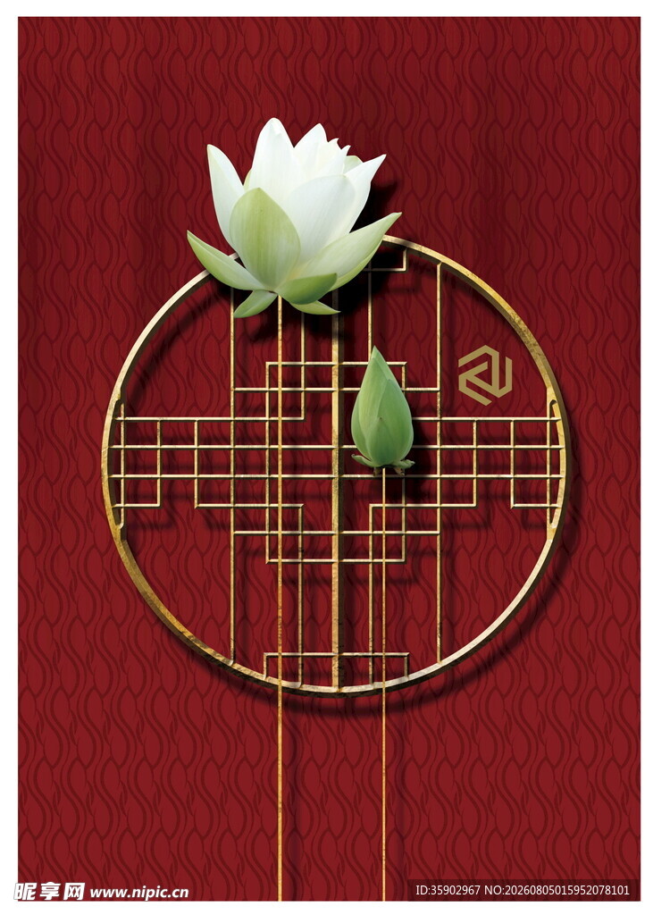 中式莲花金属装饰摆件