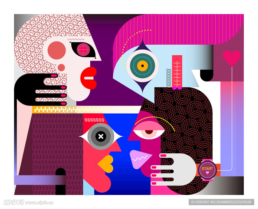 抽象艺术人物插画作品