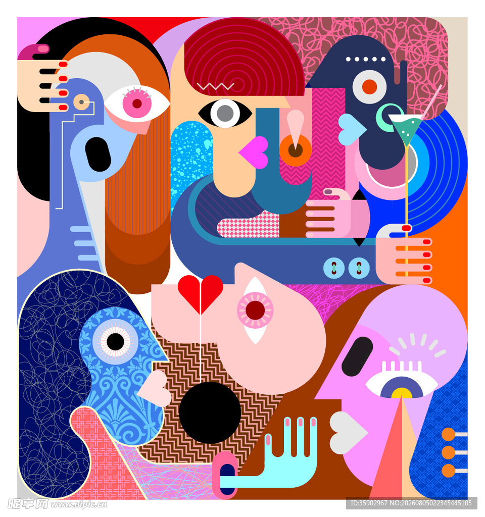 抽象多彩人物插画艺术作品
