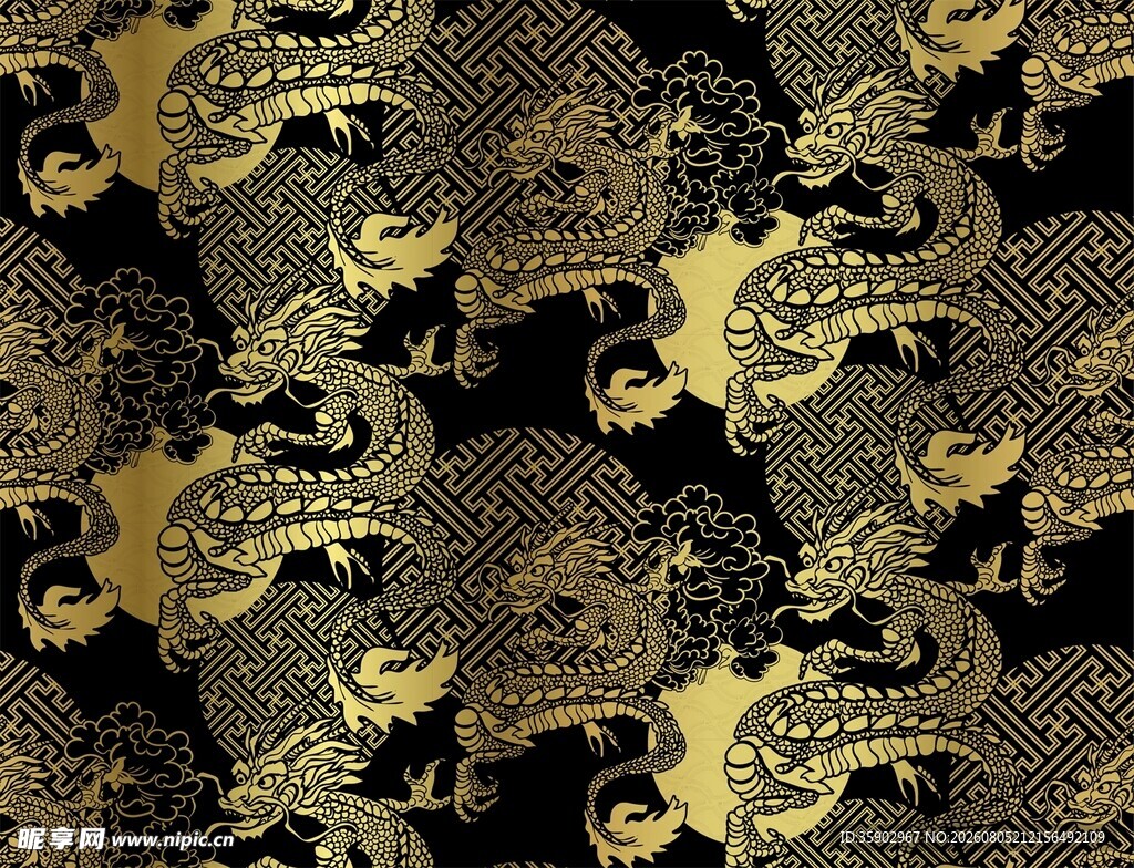 金色复古花纹图案设计