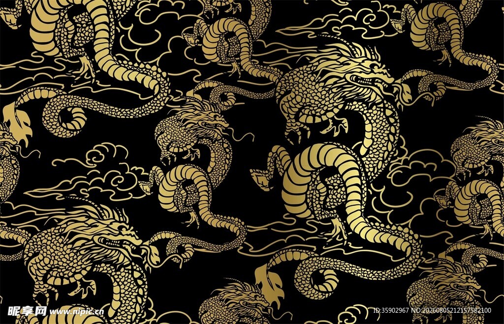 黑金蛟龙图案尽显华丽