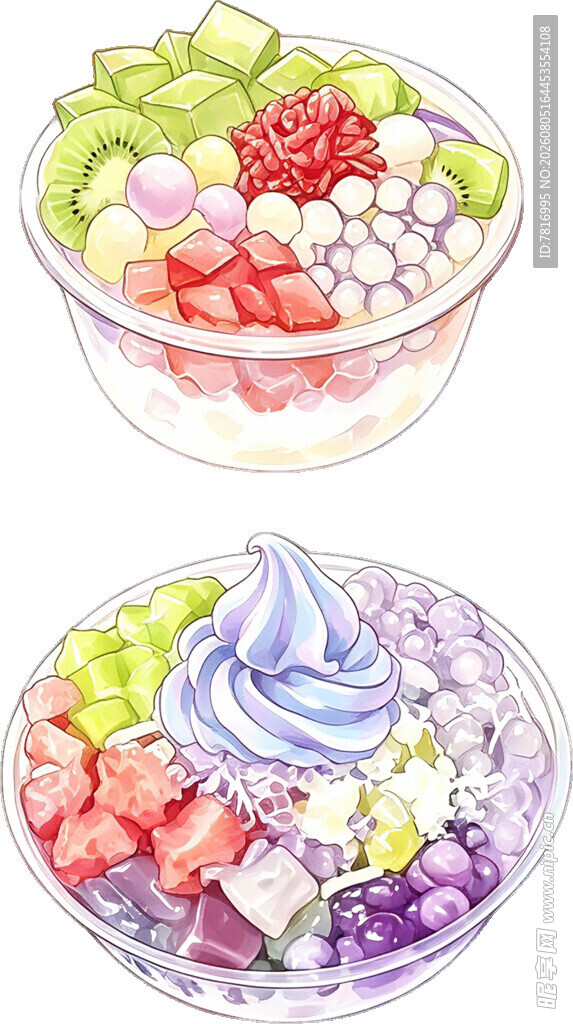 缤纷水果冰淇淋甜品组合