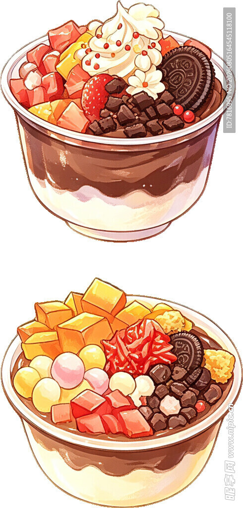 美味缤纷水果冰淇淋碗