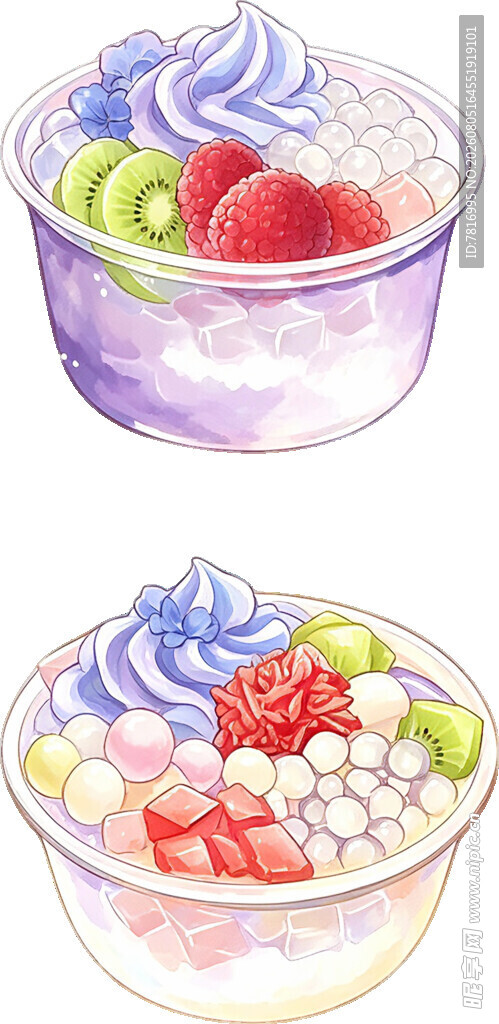 美味缤纷水果冰淇淋碗
