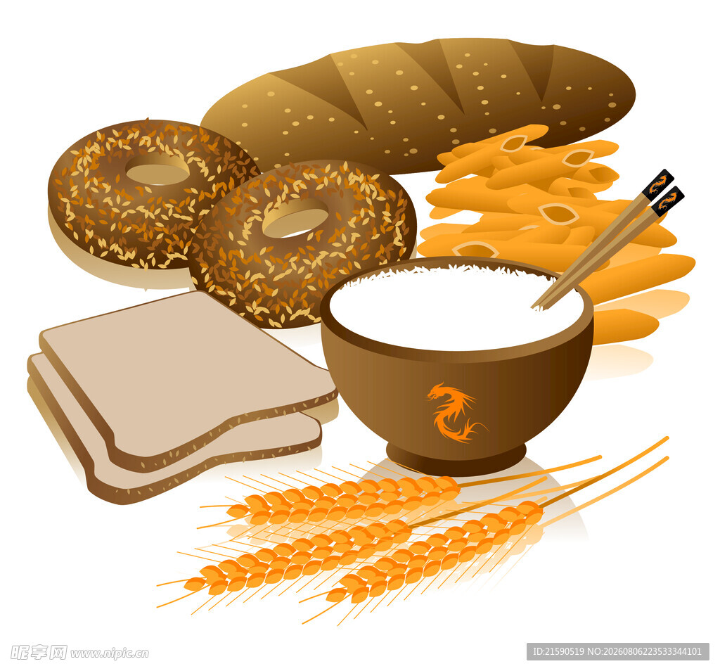 美味面包与谷物食品组合