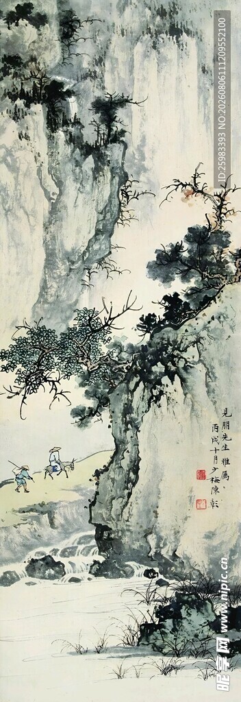山水骑驴图