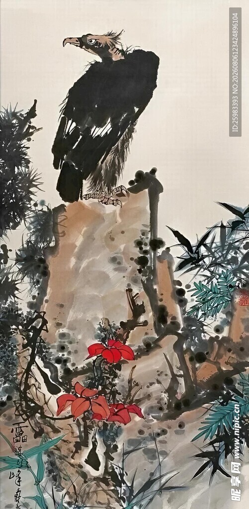 雄鹰傲立图