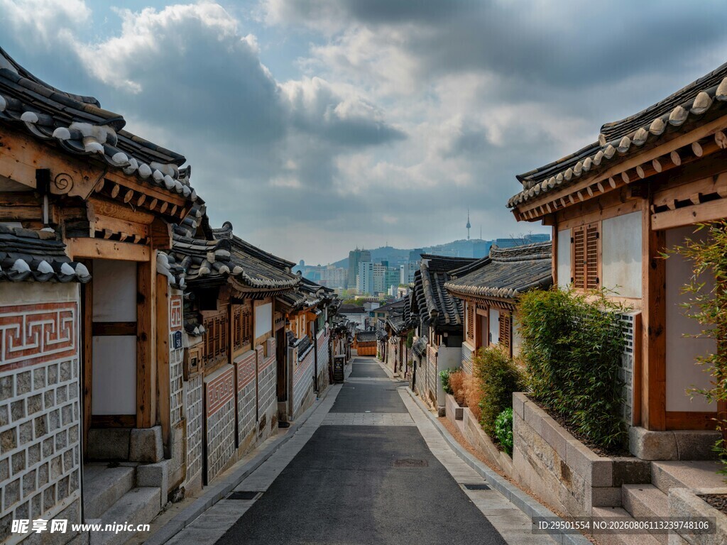 传统韩屋小巷景致