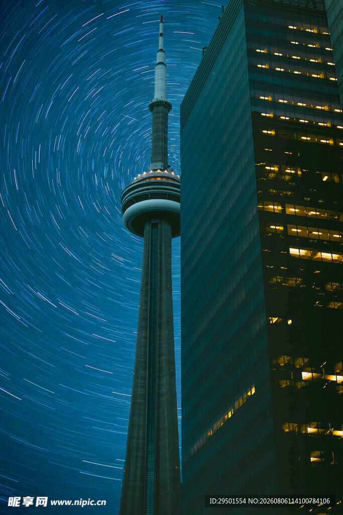 多伦多塔夜景星轨