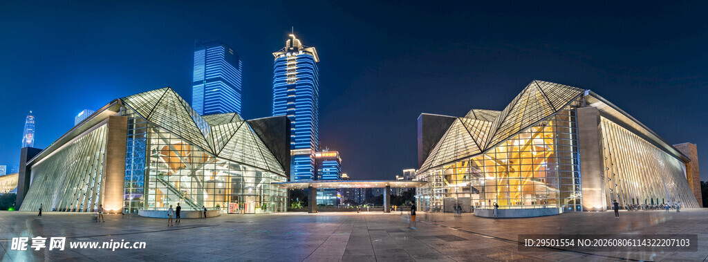 璀璨都市夜景建筑灯火辉煌