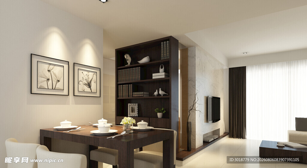 现代简约风格书房一角
