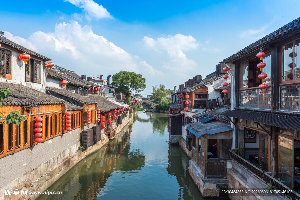 江南水乡古巷河道美景