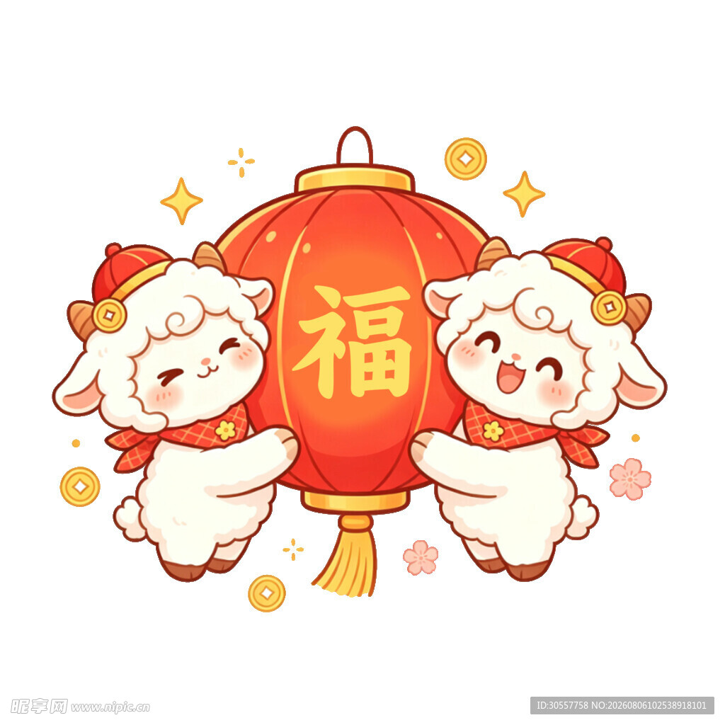 两只小羊送福羊年吉祥