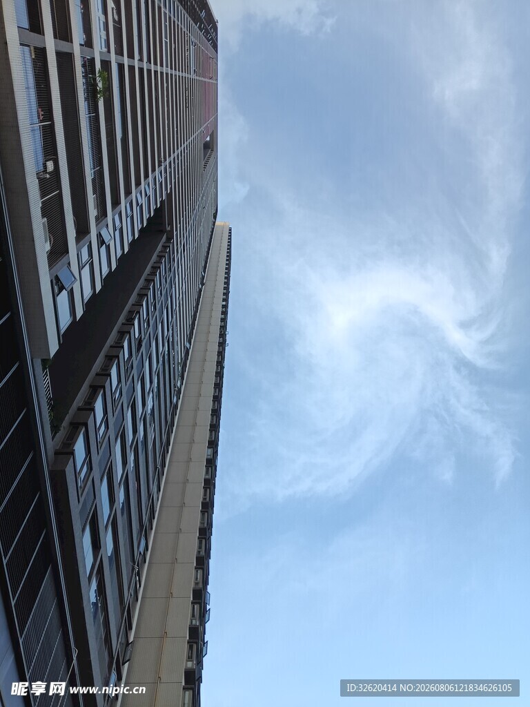 仰视高楼与天空美景