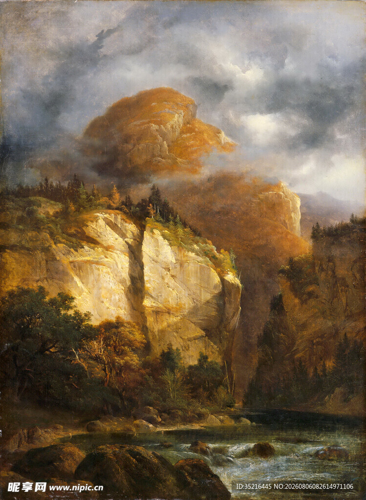 壮丽山河风景油画