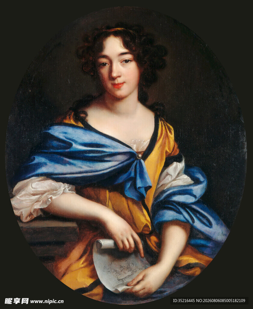 古典服饰女子持物画像