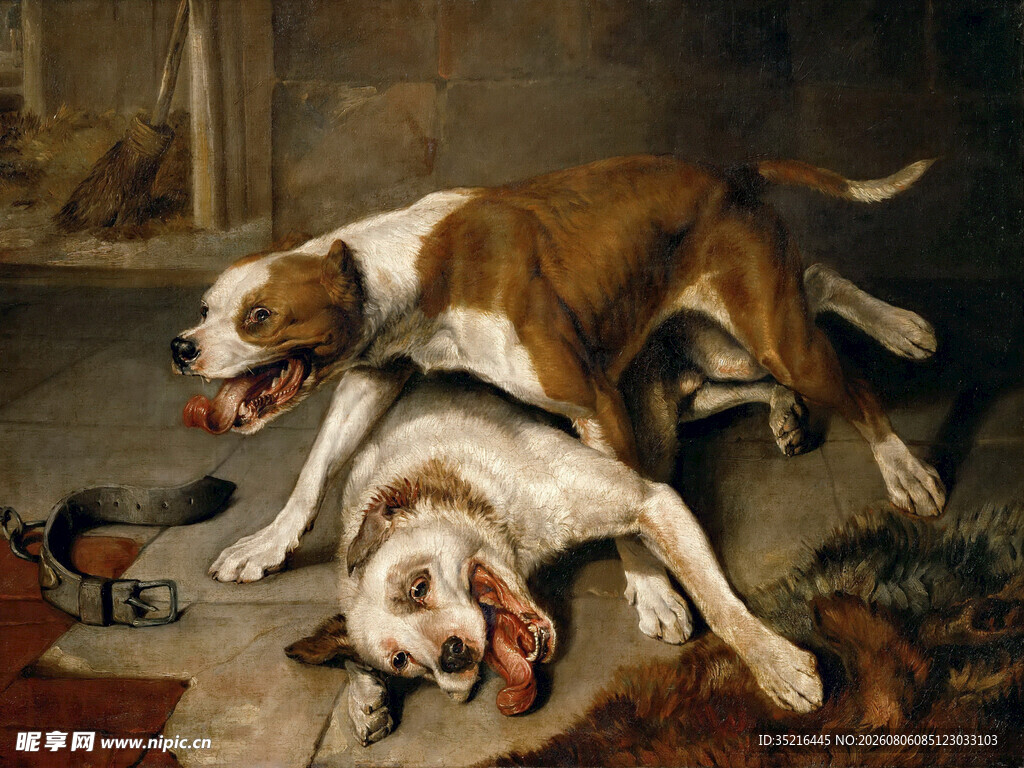 两只猎犬的狩猎场景