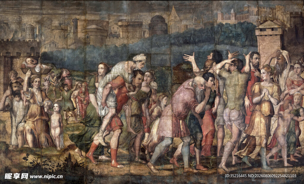 古代人群场景绘画作品
