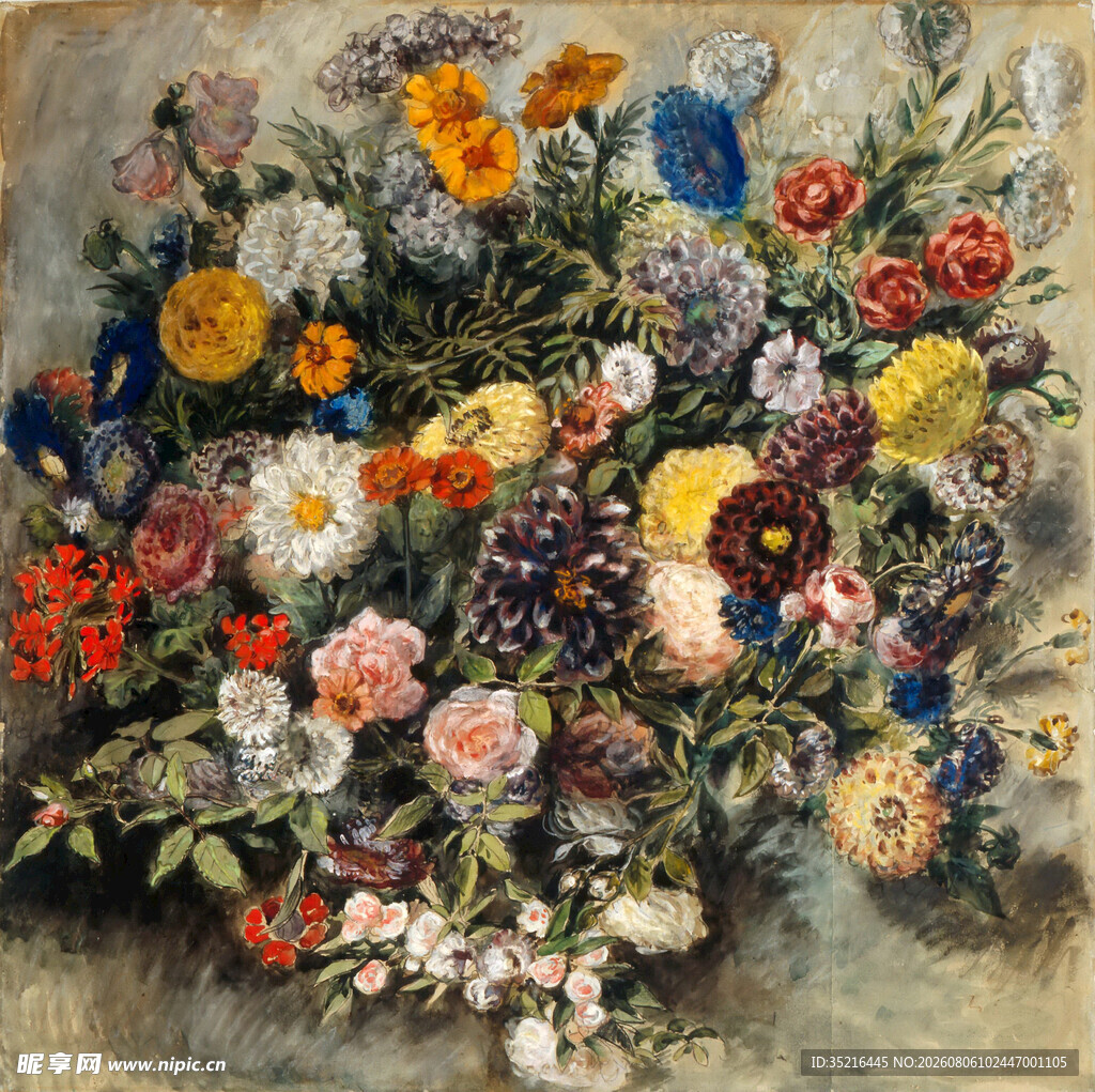 缤纷花卉油画作品