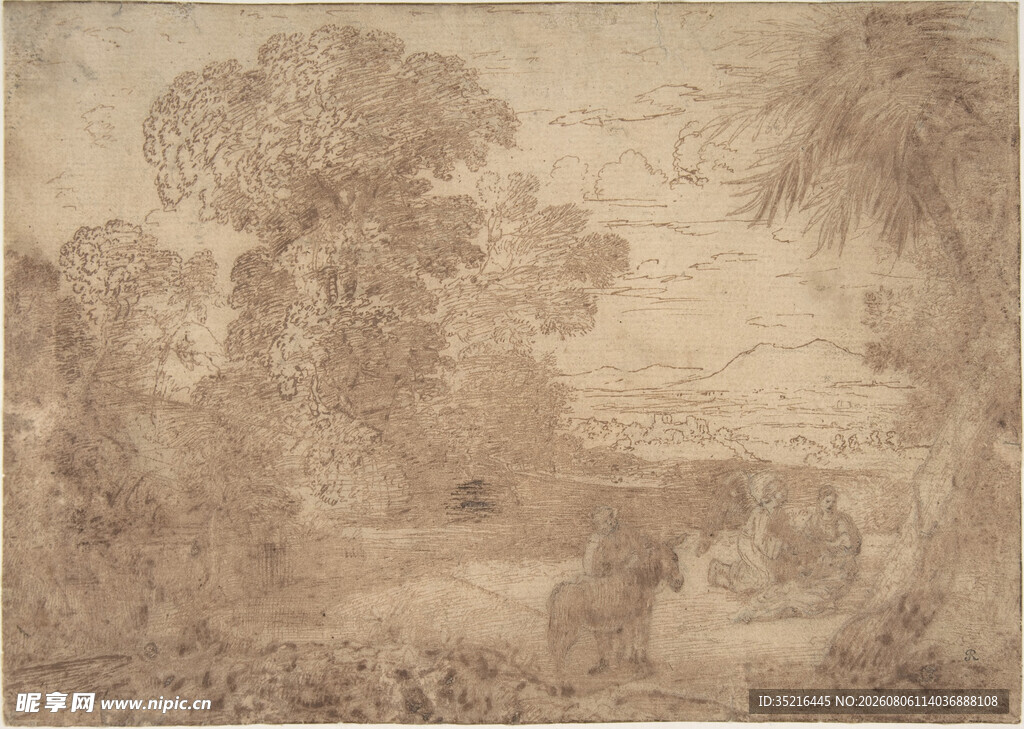 古典风景素描画