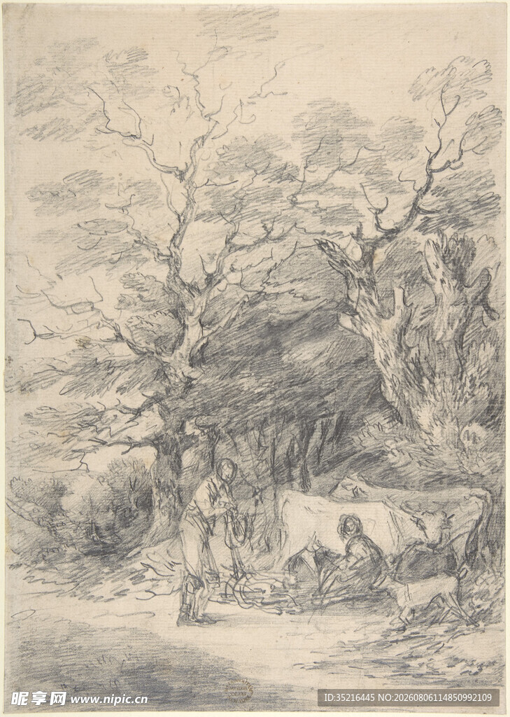 古代山水人物风景水墨画