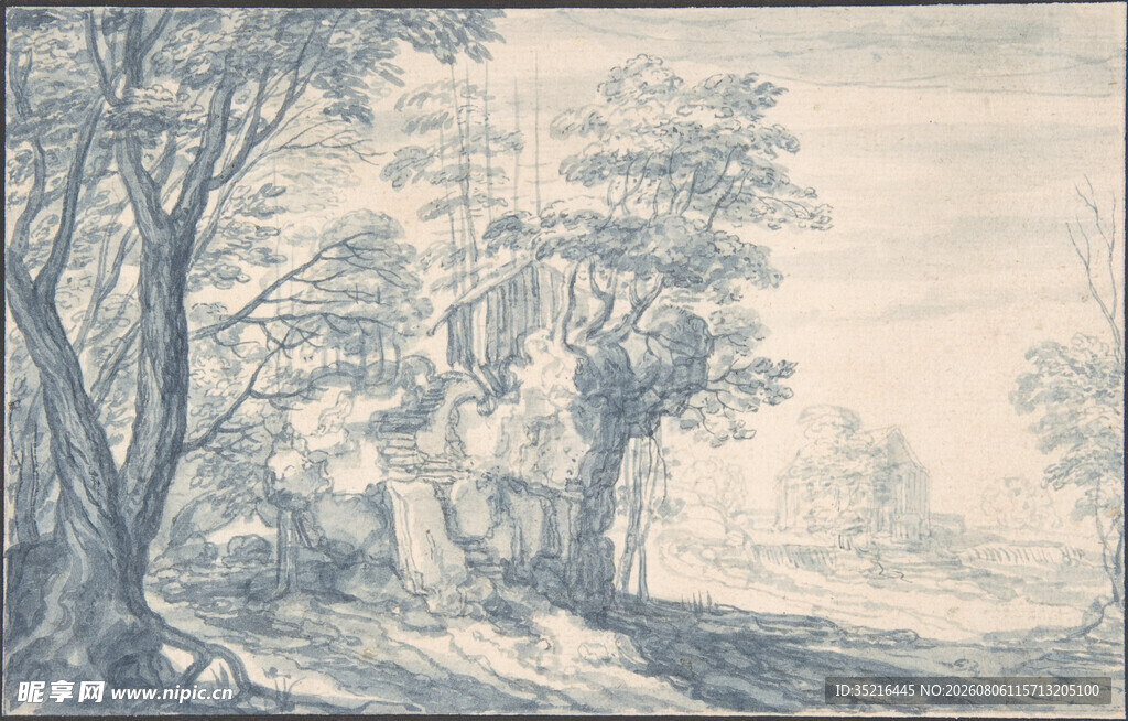 古典风景素描画