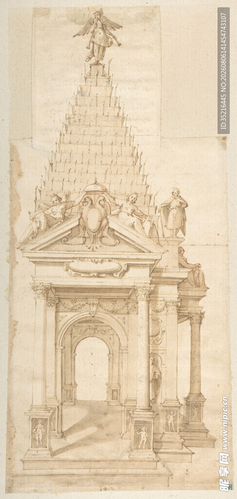 古典建筑手绘图稿