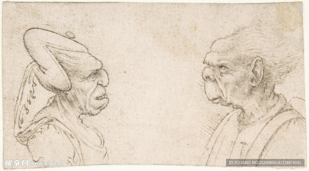 双人头部素描画作