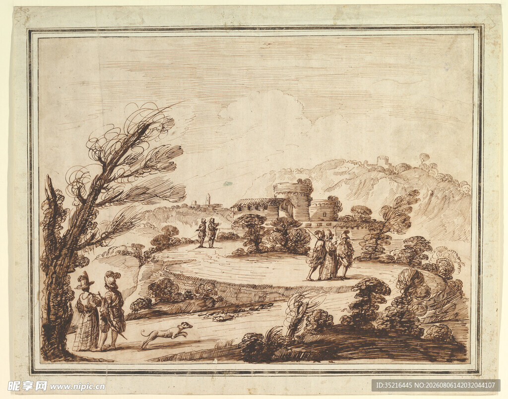 古典乡村风景人物画
