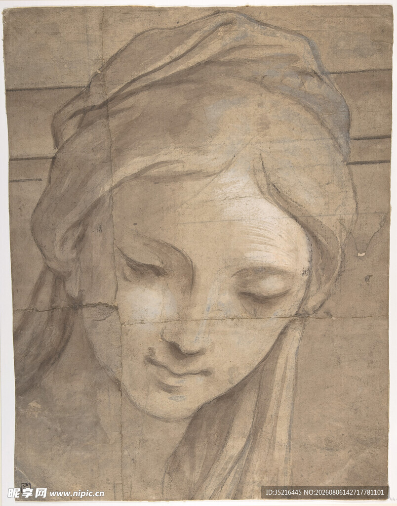 古典女性素描头像