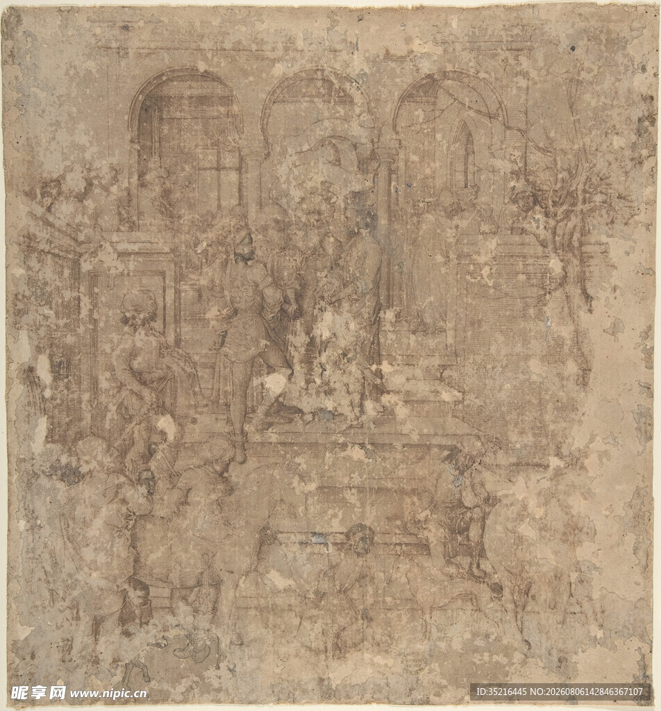 古代场景人物雕刻画作