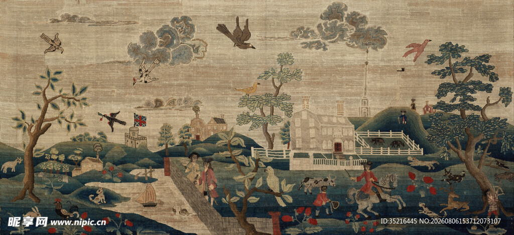 古代山水田园风景图