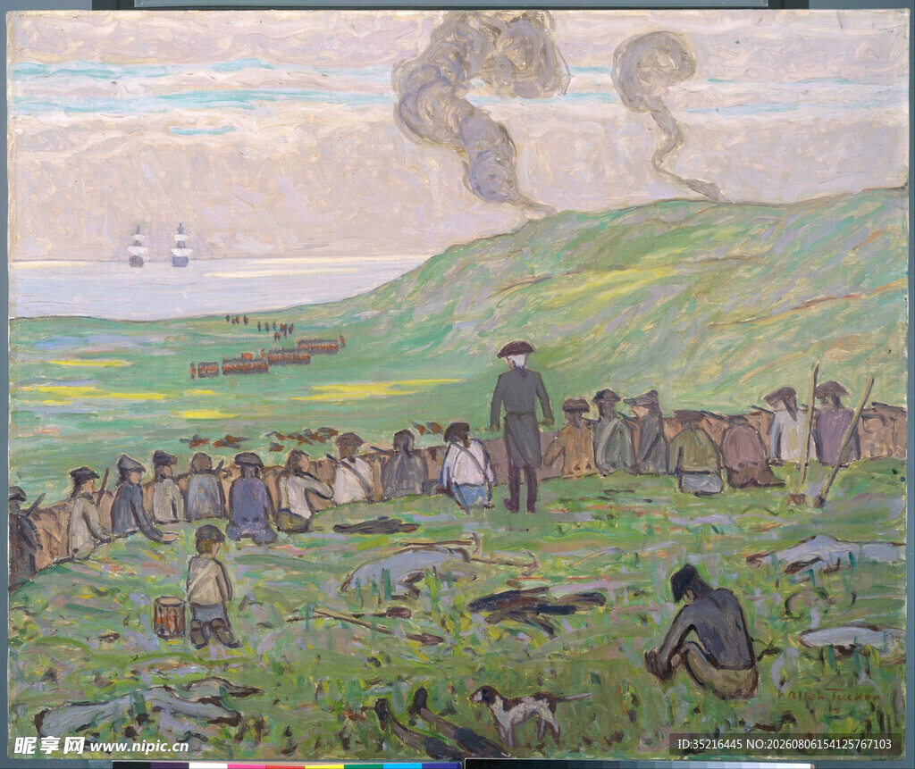 田野上的人群与劳作场景