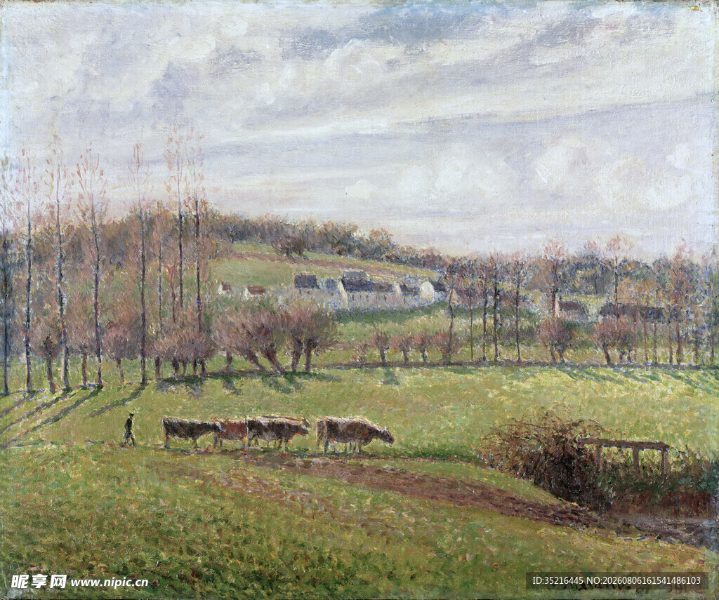乡村田野风光油画景象