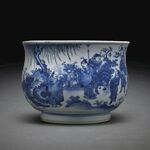 青花人物纹瓷缸