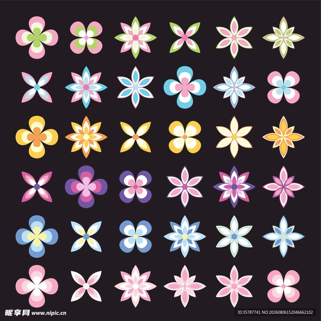 彩色花卉图标