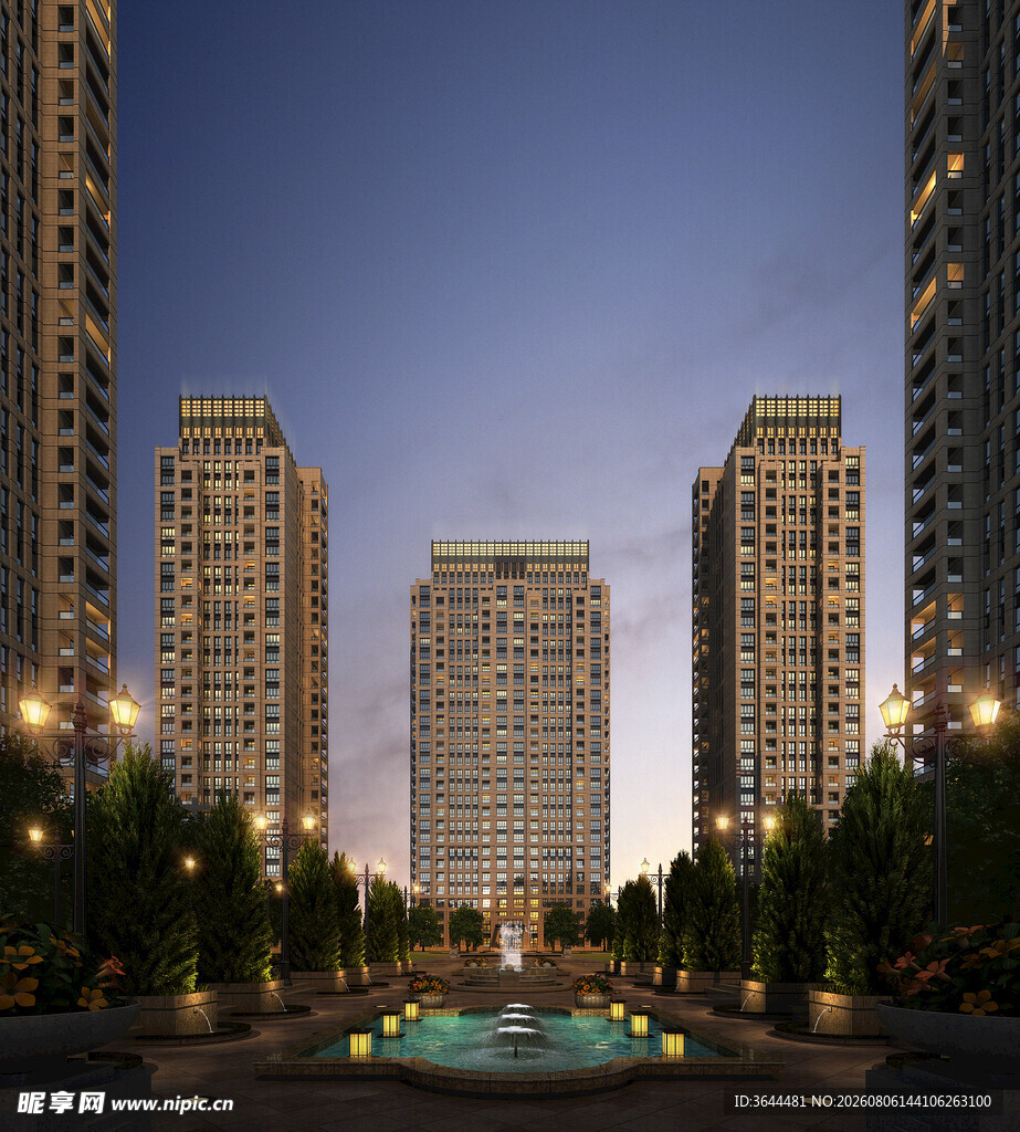 高端小区夜景景观