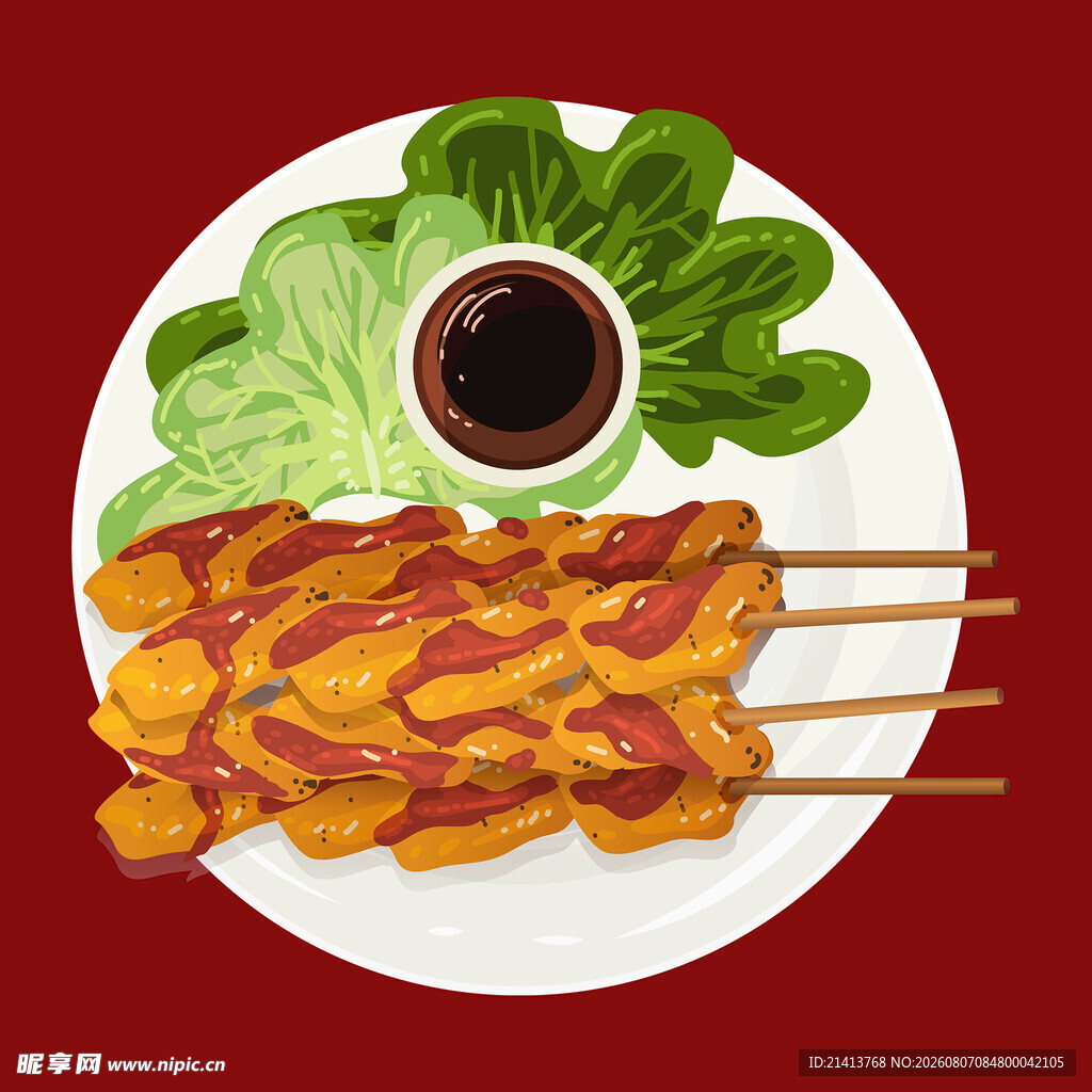 培根蔬菜串配蘸料