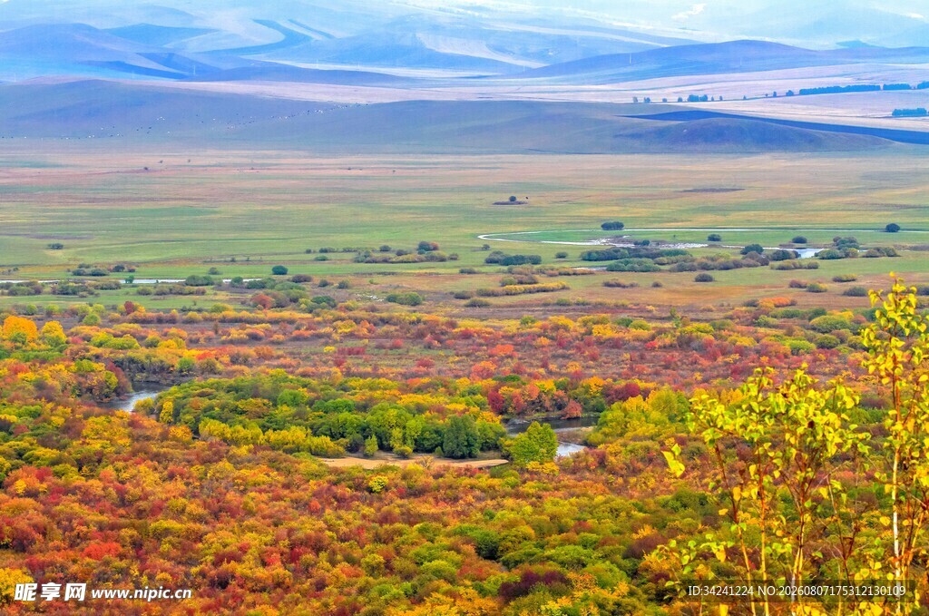 秋日山林全景风光