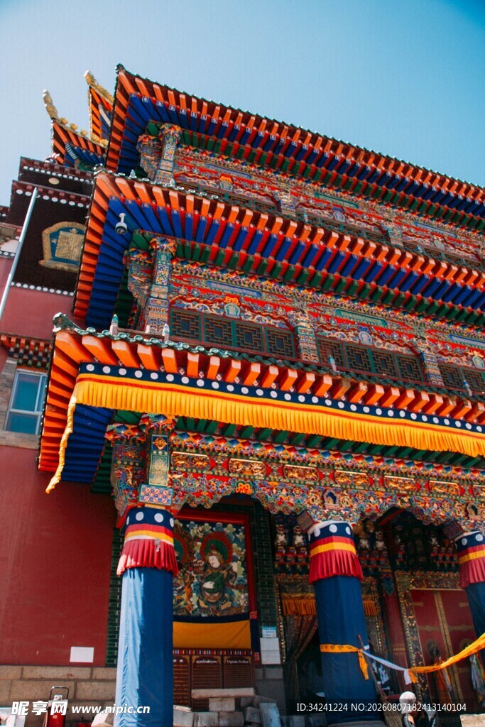 藏式古建筑屋檐精美一角
