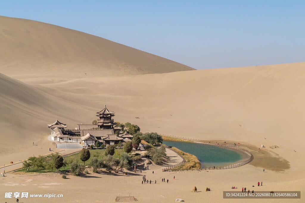 沙漠中的绿洲景观