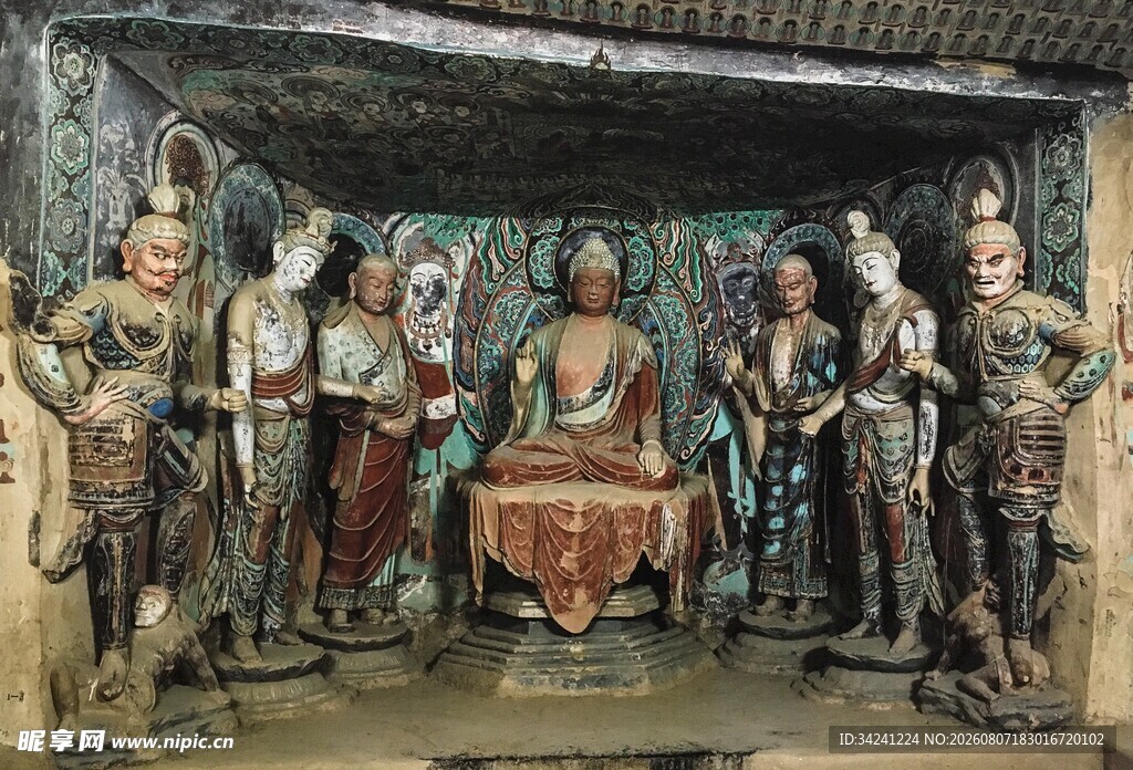 古典人物群像壁画场景