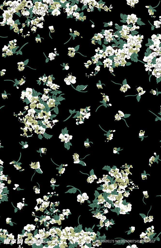 黑色背景小碎花图案