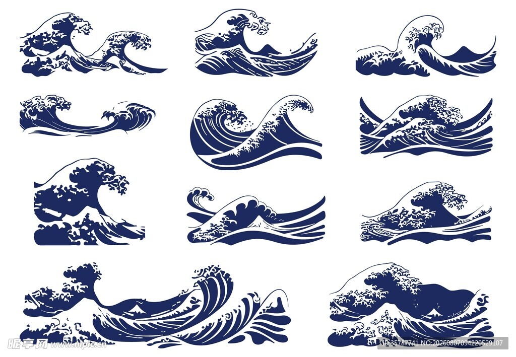日式海浪素材