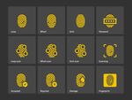 金色指纹安全锁图标集合