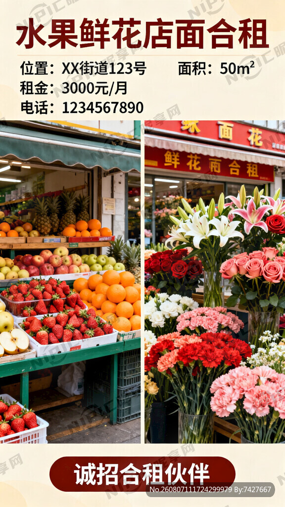 店面合租水果鲜花广告